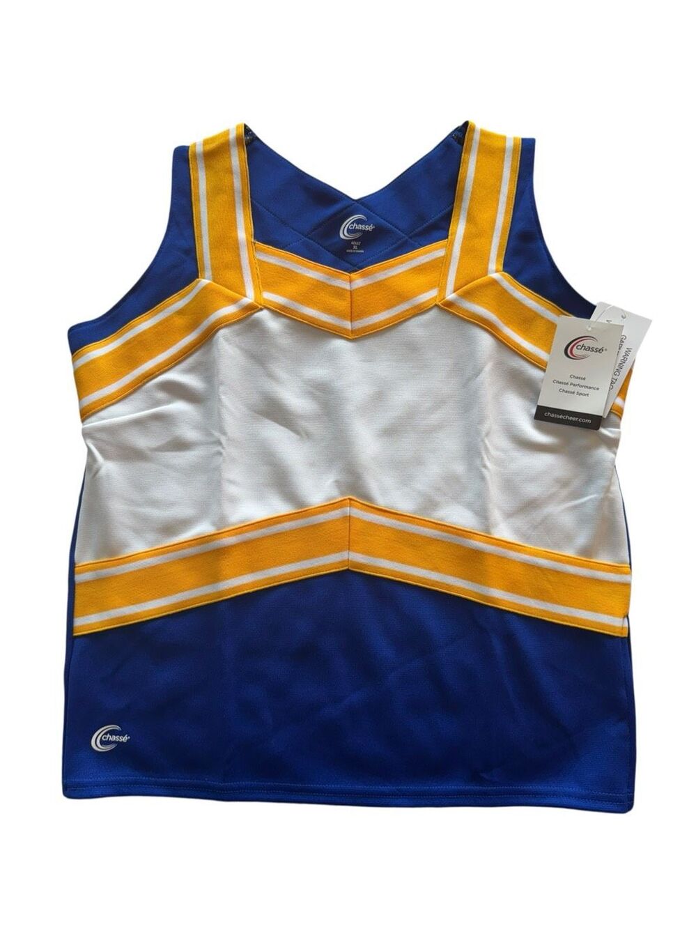 Chasse blue yellow cheer shell size XL new with tags!